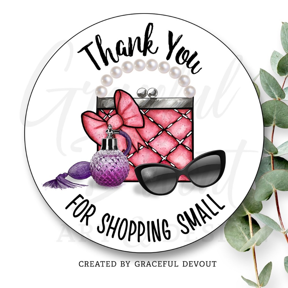 Thank You For Shopping Small - 2" (inches) Round (96ct.) Stickers